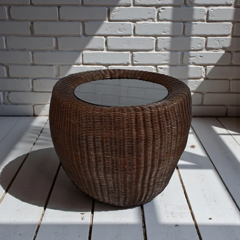 Кавовий столик CapeTown круглий ротанг 60х60х40 венге Індонезія