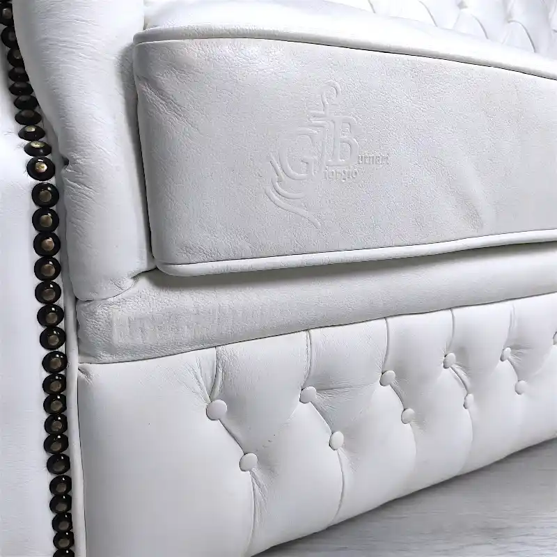 Диван розкладний Chesterfield 3-ка, шкіра, білий, (B-128)