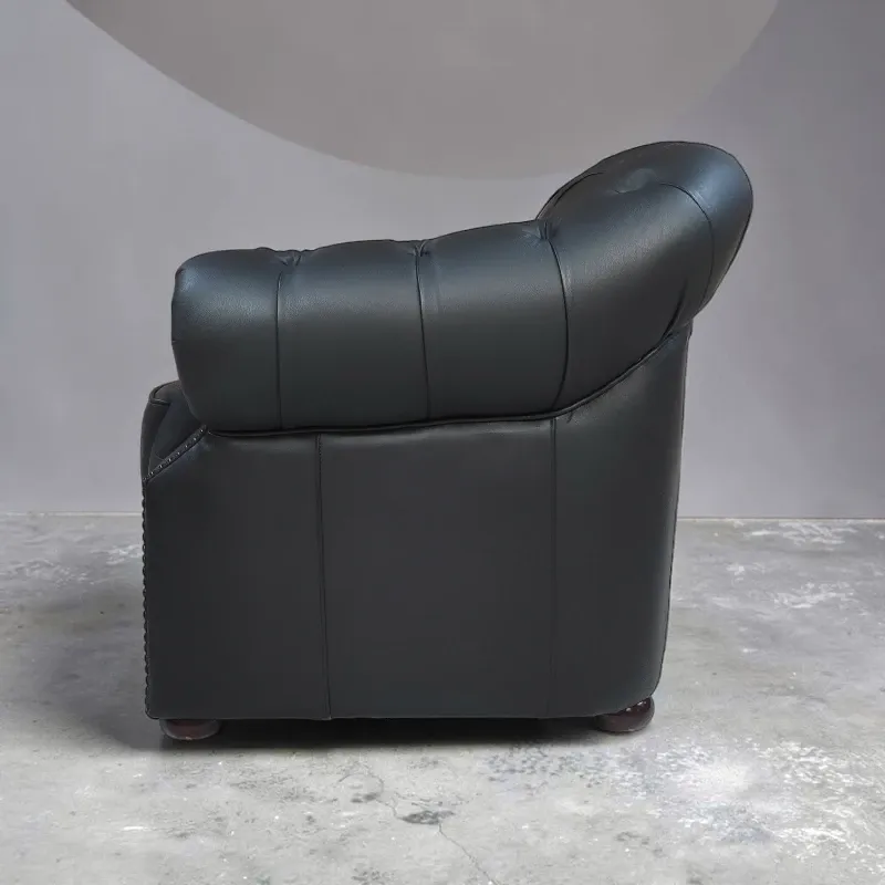 Крісло Chesterfield, шкіра, чорний (B-128)