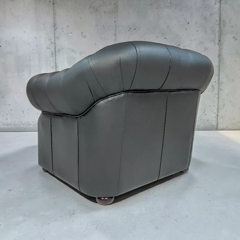 Крісло Chesterfield, шкіра, чорний (B-128)